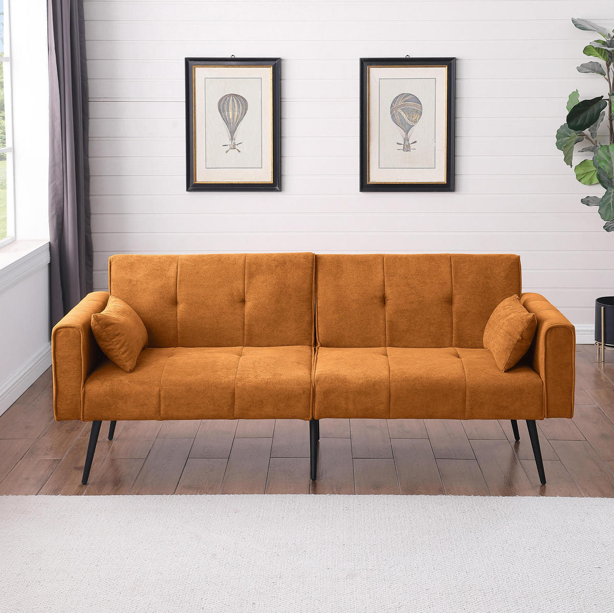 SOFA mit Cordbezug Stoff Orange - Orange, Holzwerkstoff (175/71/71cm) - Meubliv