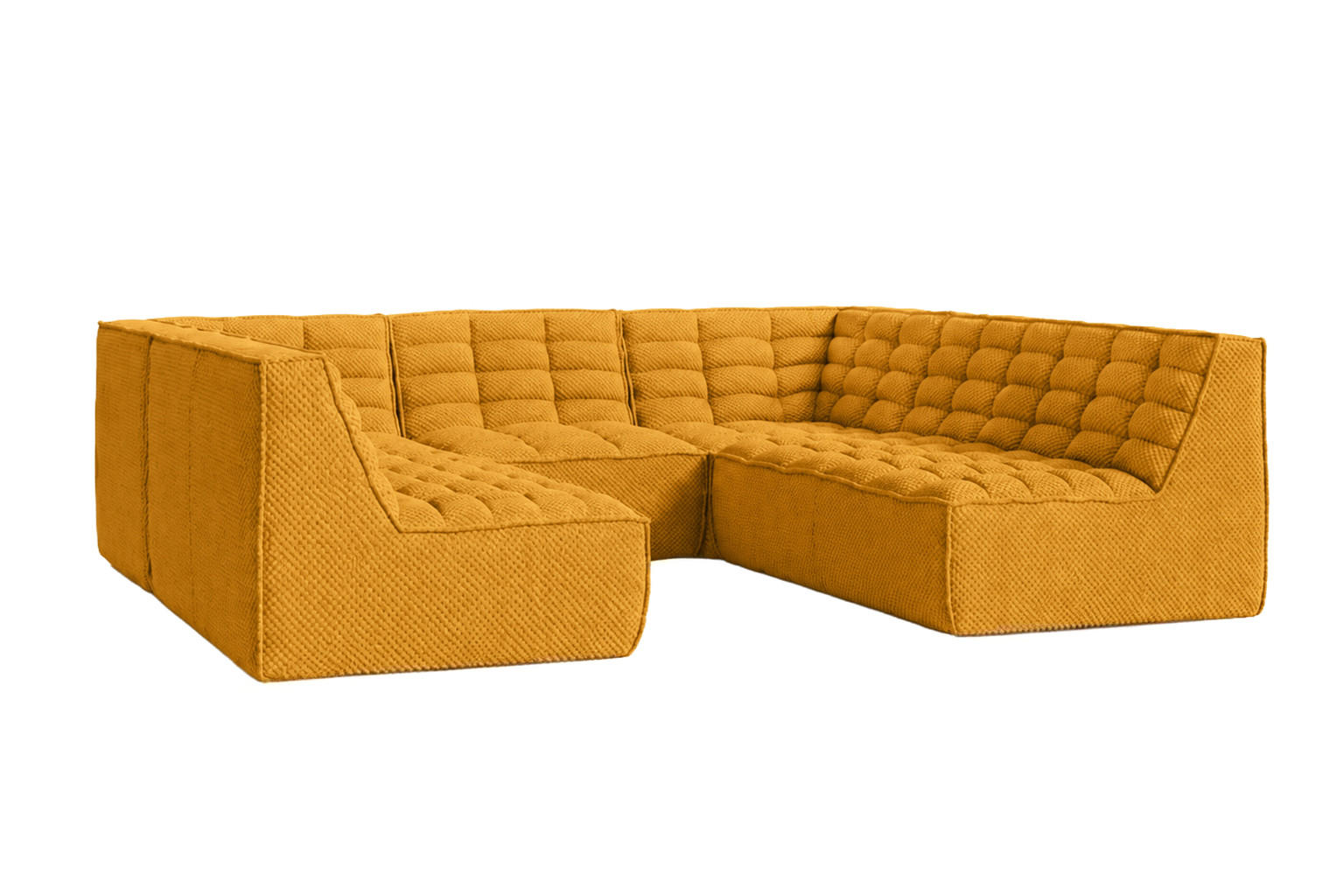 ECKSOFA Modulares Corner U-Form, Plüschstoff Pop, Senffarbe, LAZY U CORNER - Gelb, Holz (266/76/253cm) - Kaiser Möbel
