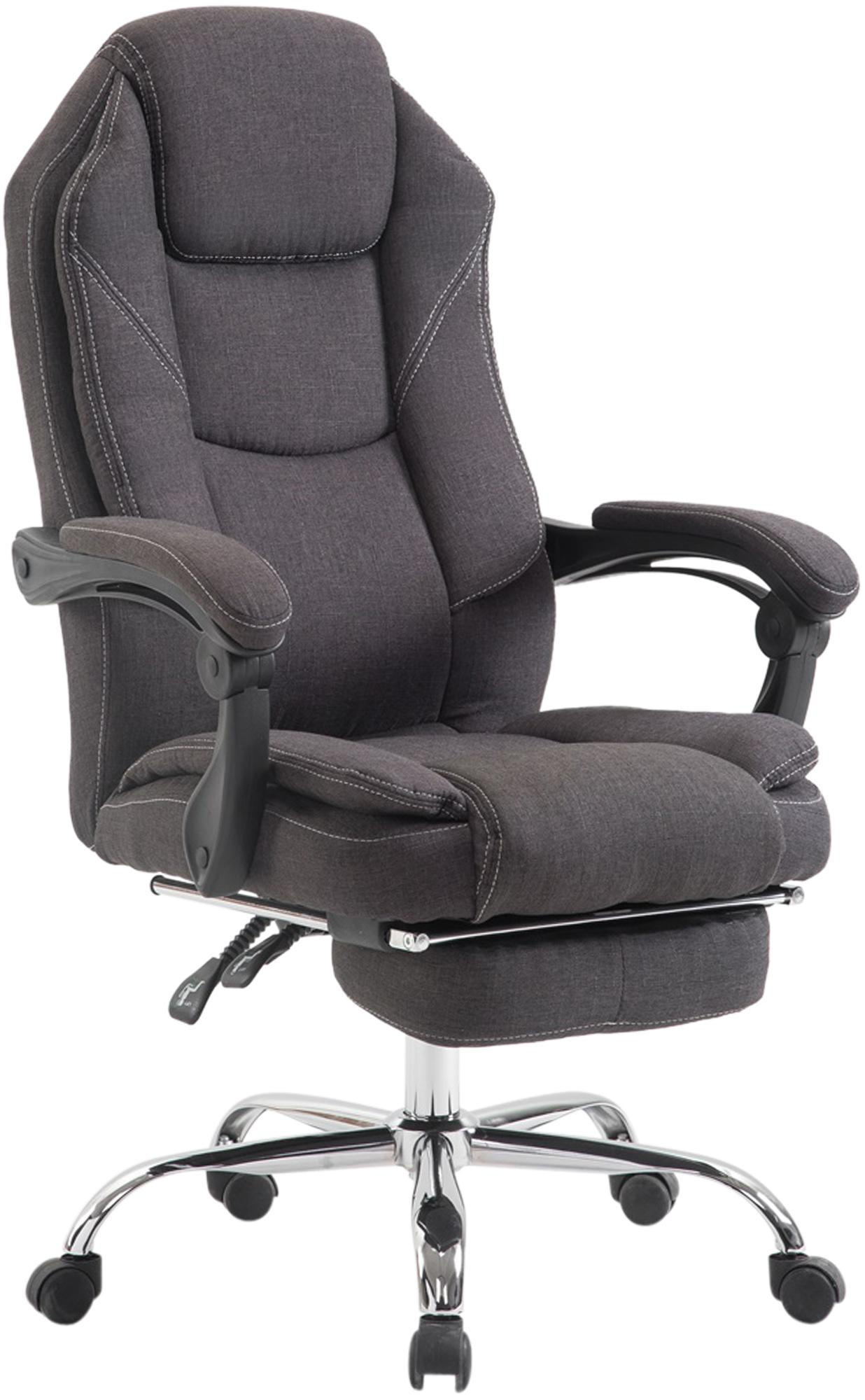CHEFSESSEL Stoff Dunkelgrau - Chromfarben/Dunkelgrau, Textil/Metall (67/114/64cm) - CLP