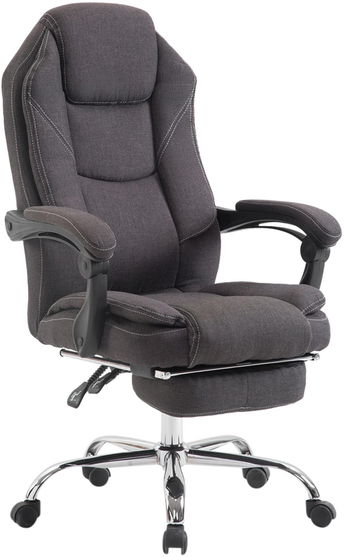 CHEFSESSEL Stoff Dunkelgrau - Chromfarben/Dunkelgrau, Textil/Metall (67/114/64cm) - CLP