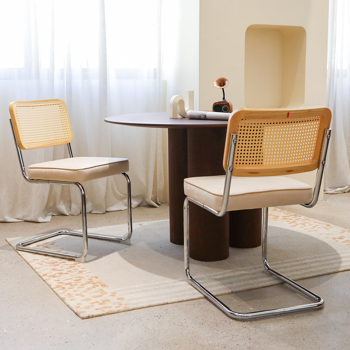 SCHWINGSTUHL DE-36902 2er-Set mit Rattan-Rückenlehne Beige - Beige, Metall (46.4/84.6/53cm) - ComfortXL