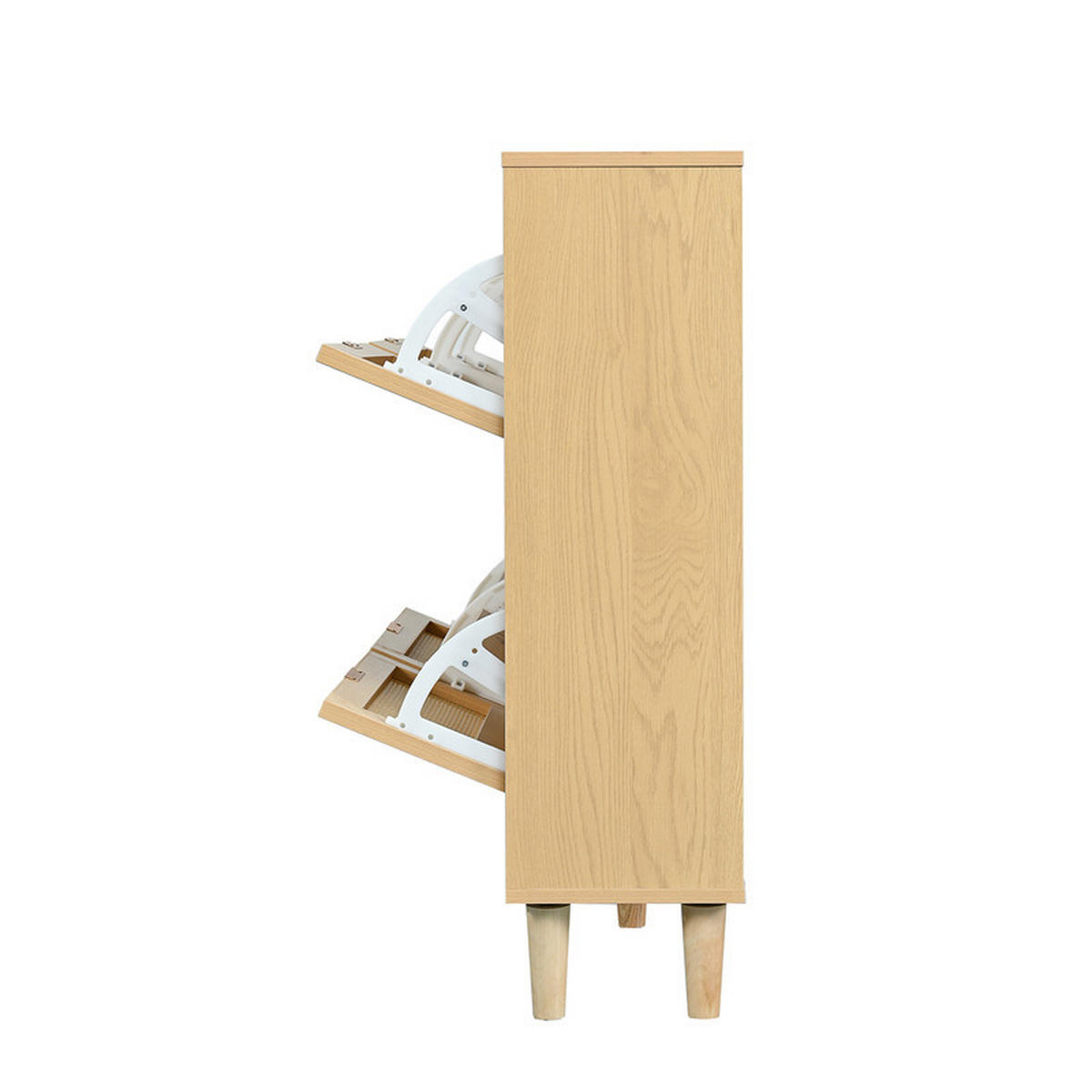 SCHUHSCHRANK RATTAN mit 4 Klappschubladen und Metallgriffen 100x25x90 cm - Braun, Holzwerkstoff (25/90.3/100cm) - Fuleadture
