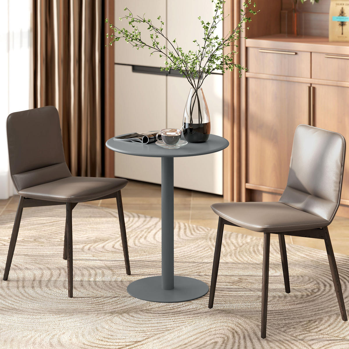 ESSTISCH Stahl Grau - Grau, Metall (60/60/72cm) - HOMCOM