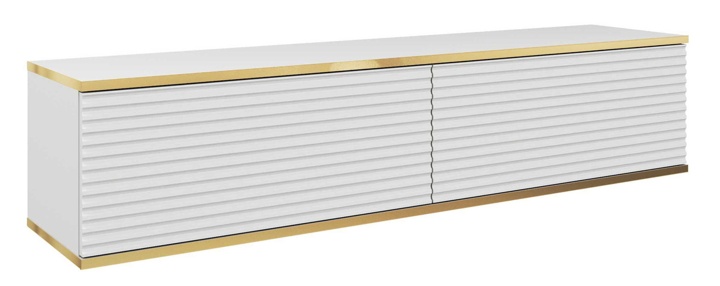 TV-HÄNGEBOARD Mucalma Weiß mit geriffelten Fronten 135 cm - Weiß, Holzwerkstoff (135/30/32cm) - Selsey