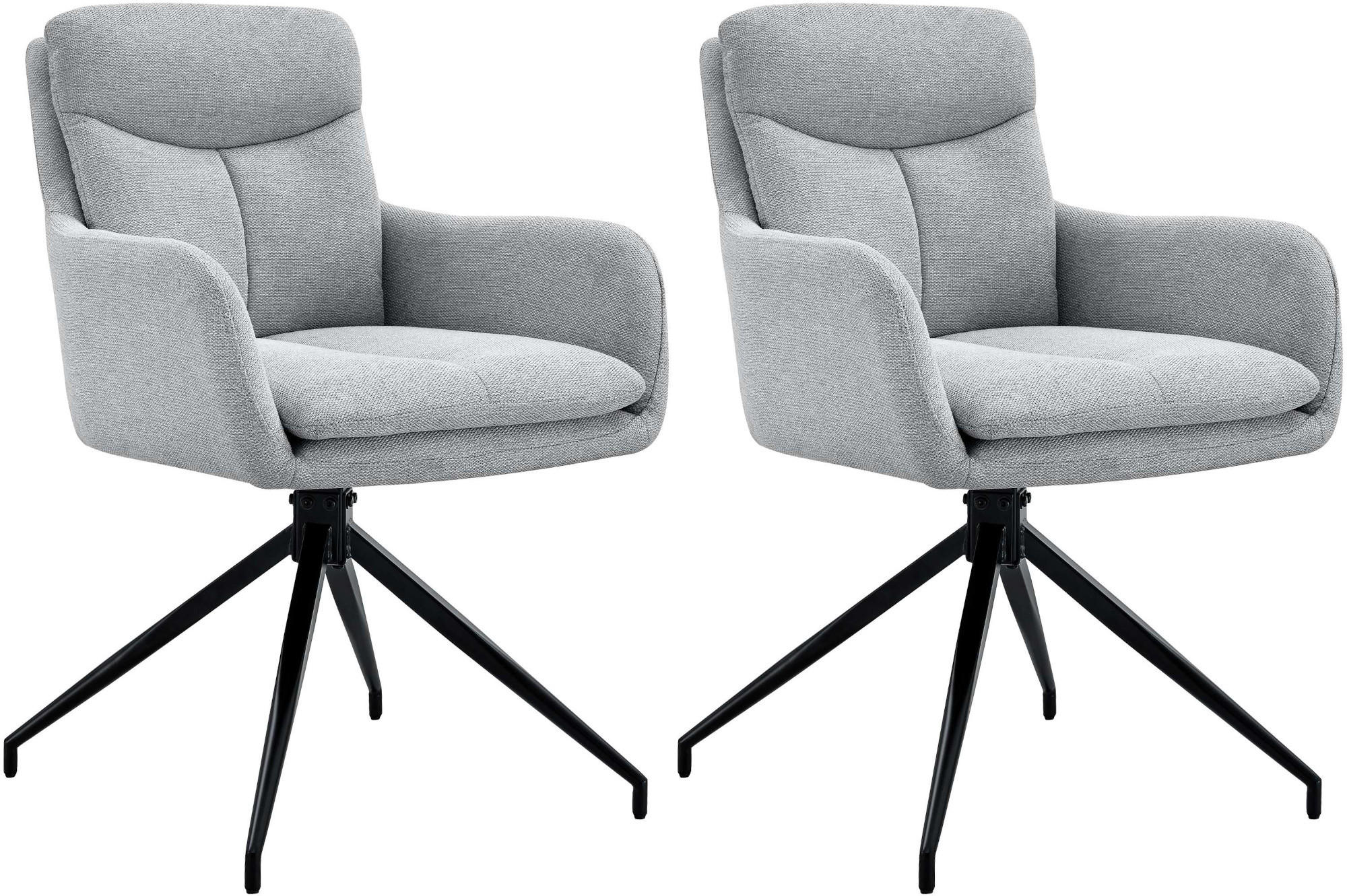 ESSZIMMERSTUHL 2er Set Stoff Hellgrau - Hellgrau, Textil/Metall (57/83/62cm) - CLP