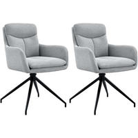 ESSZIMMERSTUHL 2er Set Stoff Hellgrau - Hellgrau, Textil/Metall (57/83/62cm) - CLP