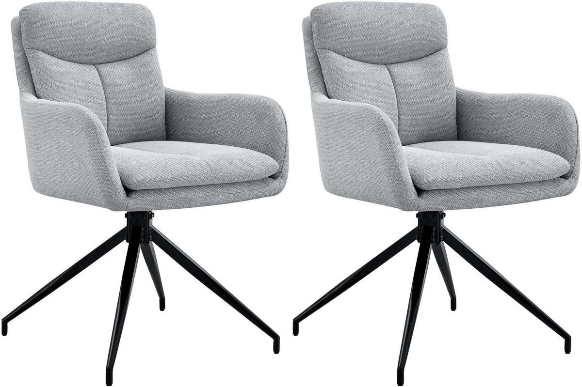 ESSZIMMERSTUHL 2er Set Stoff Hellgrau - Hellgrau, Textil/Metall (57/83/62cm) - CLP