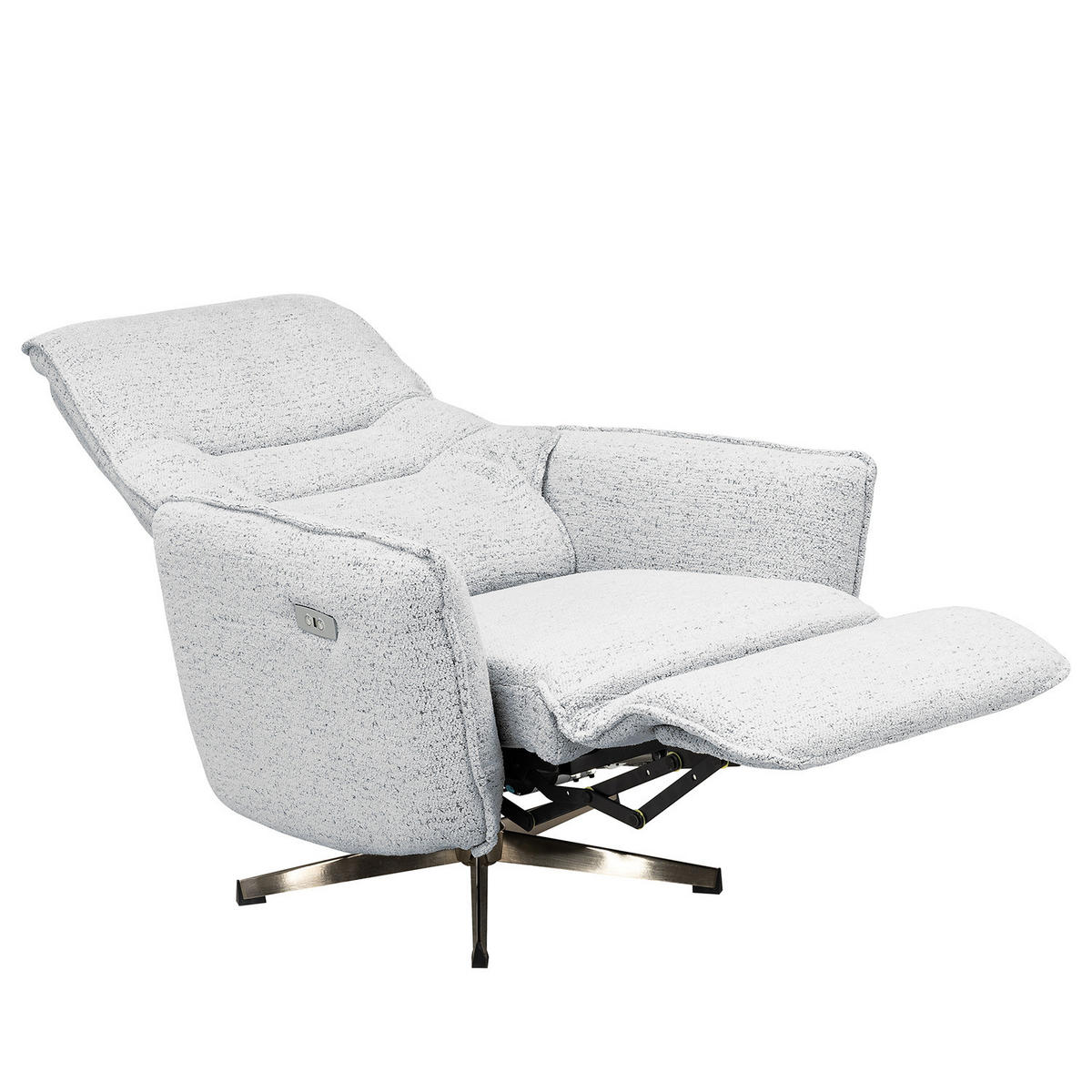 RELAXSESSEL - Bouclé / Eisen - Weiß / Schwarz - Silberfarben/Schwarz, Textil/Metall (81/112/80cm) - home24