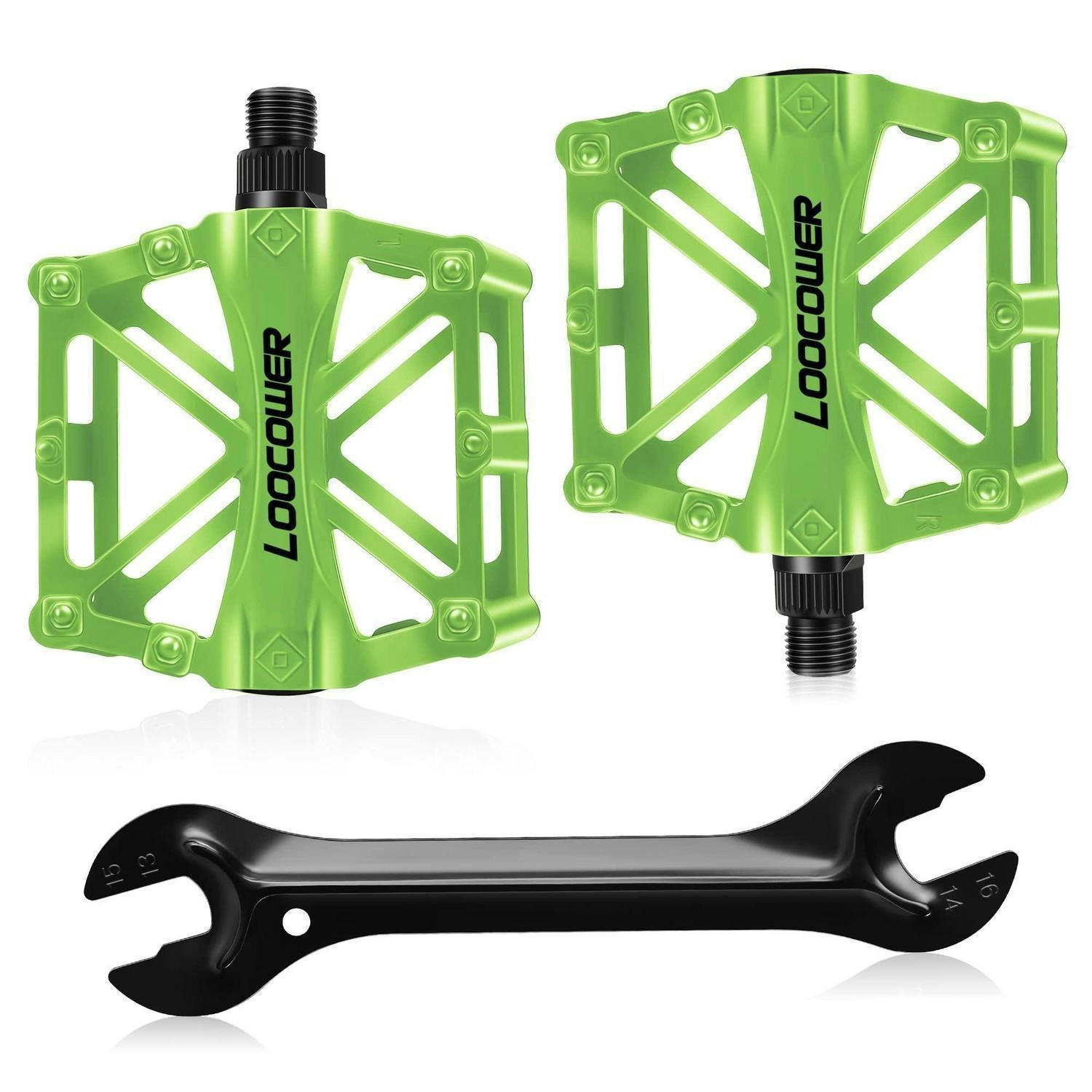 FAHRRADPEDALE Aluminiumlegierung Grün 9/16 Zoll Set - Grün, Metall (10/2.5/12cm)