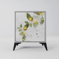 SIDEBOARD ELEGANT BOTANICS, Grau, 57,5x42x70,5 cm, Schwarze Metall-Sternfüße - Multicolor/Schwarz, Holzwerkstoff/Metall (57.5/70.5/42cm) - SpaceRebels