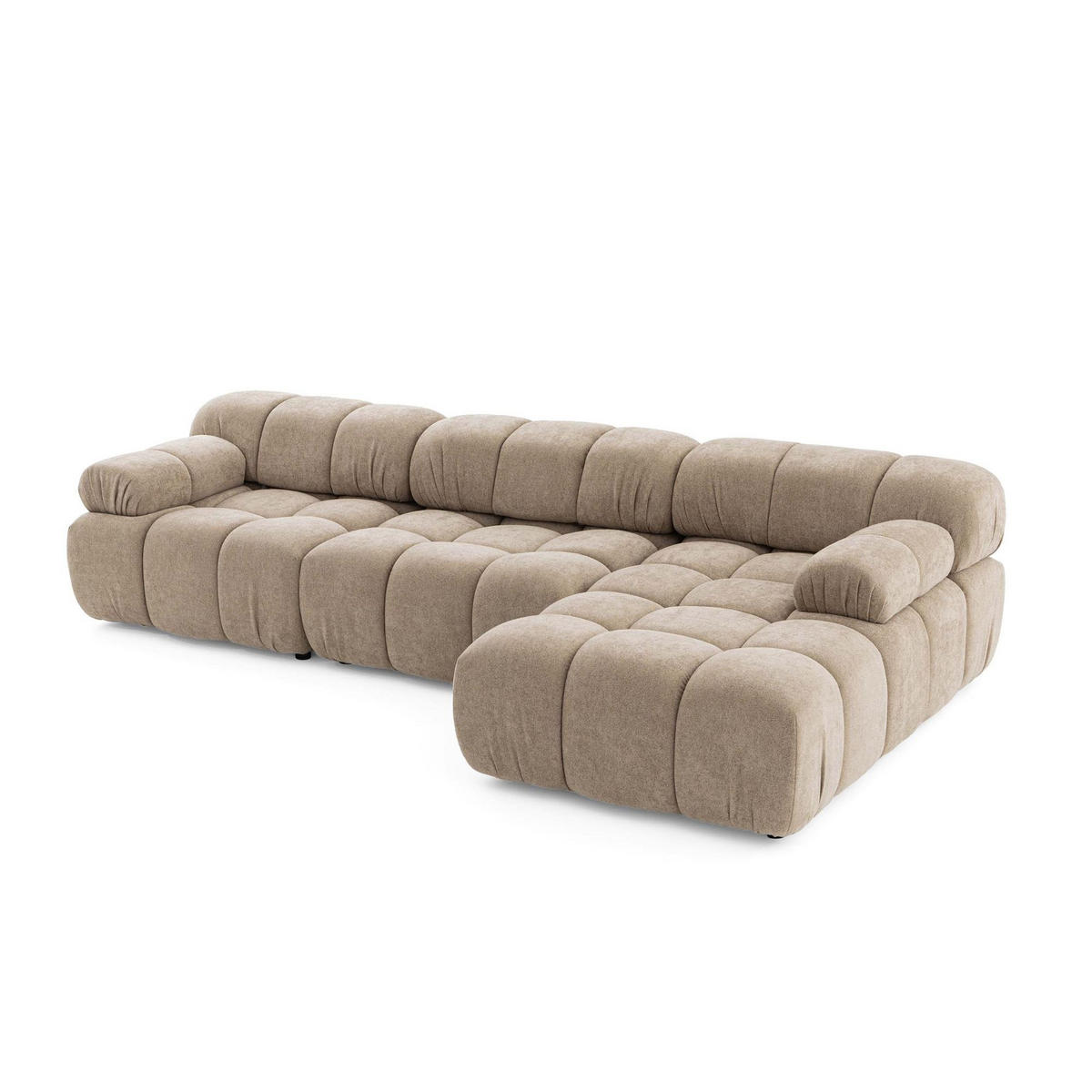 MODULARES Ecksofa MOMENTUM L, Rechts, Breite 282 cm, strukturierter Stoff, Beige - Chromfarben/Beige, Holz/Textil (155/282cm) - Muffo