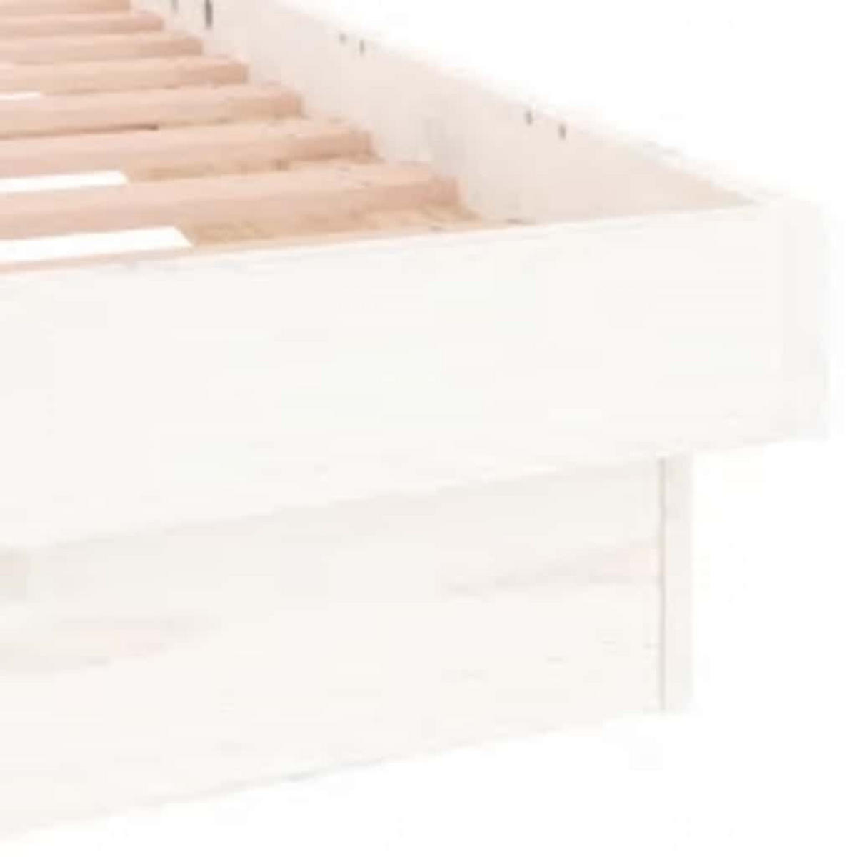MASSIVHOLZBETT Mit Leds Weiss 160/200 Cm - Weiß, Naturmaterialen (160/200cm) - vidaXL
