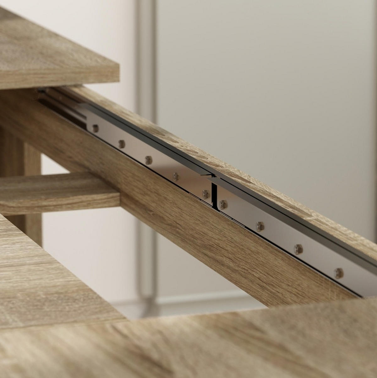 ESSTISCH aus Holz 180-260x90x76,6 cm Eiche ausziehbar mit Schmetterlingsmechanismus und integrierten Erweiterungsplatten - Eichefarben, Holz (260/90/76.6cm) - Modfu
