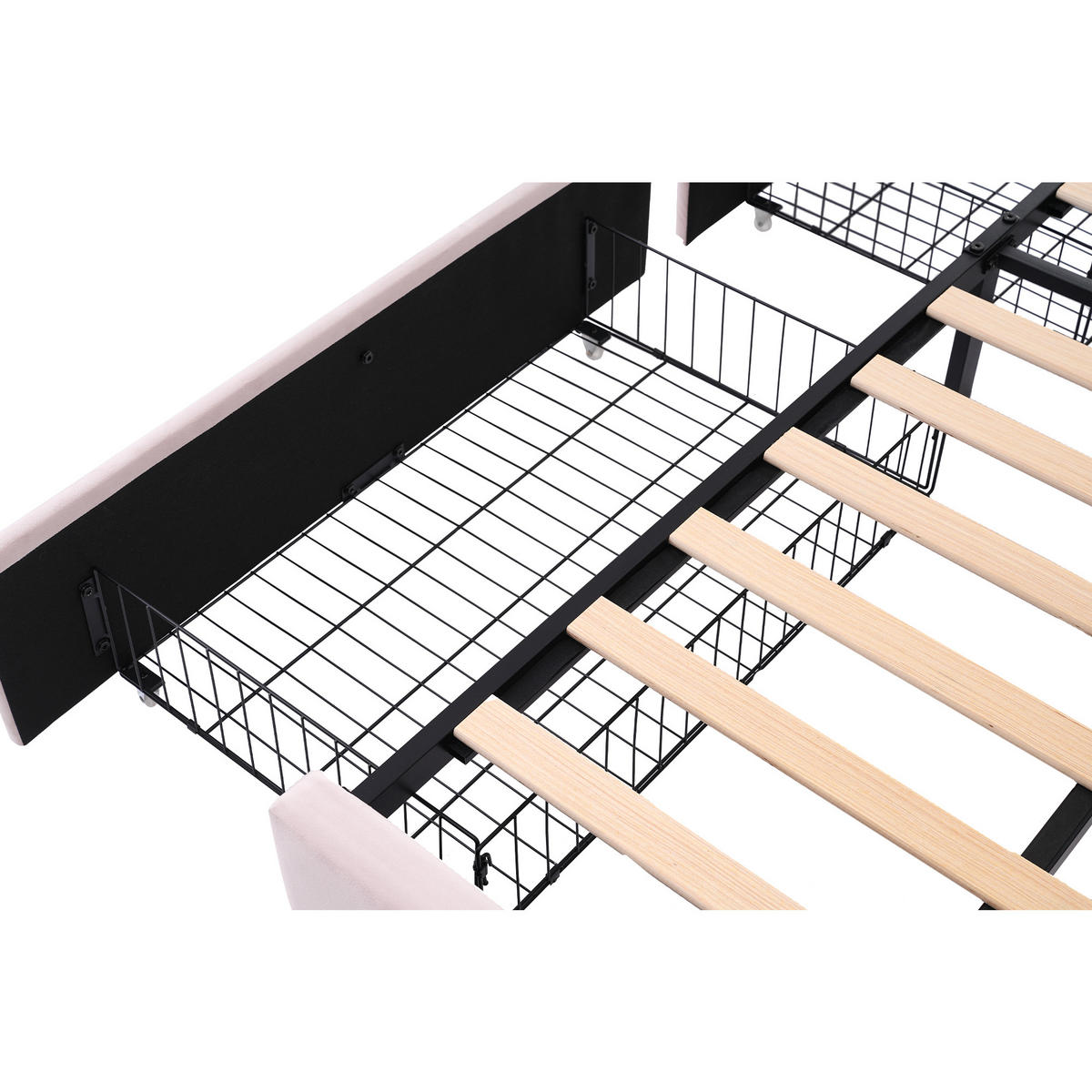 POLSTERBETT aus Samt 90x190 cm in Rosa mit 2 Schubladen - Rosa, Textil (90/190cm) - Modfu