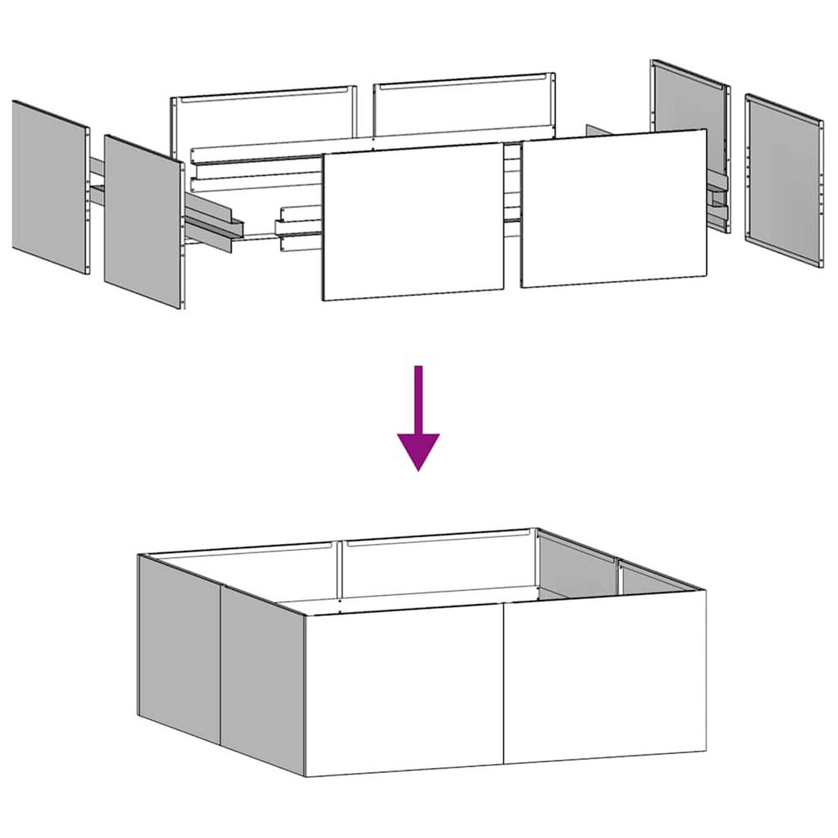 PFLANZKÜBEL Schwarz 100/100/40 Cm Stahl - Schwarz, Metall (100/40/100cm) - vidaXL