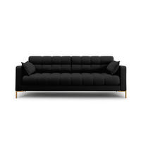 SOFA Mamaia aus strukturiertem Stoff schwarz 3 Sitzplätze - Schwarz, Textil (92/75/177cm) - Micadoni