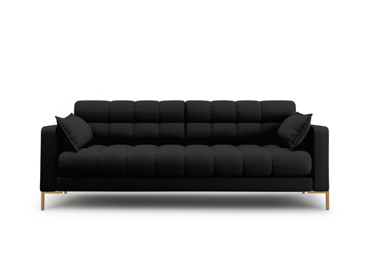SOFA Mamaia aus strukturiertem Stoff schwarz 3 Sitzplätze - Schwarz, Textil (92/75/177cm) - Micadoni