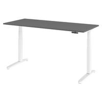 SCHREIBTISCH elektrisch XBHM 80/180/74 cm in Graphitfarben/Weiß/Alu poliert - Graphitfarben/Weiß, Holzwerkstoff (80/180/74cm) - bümö