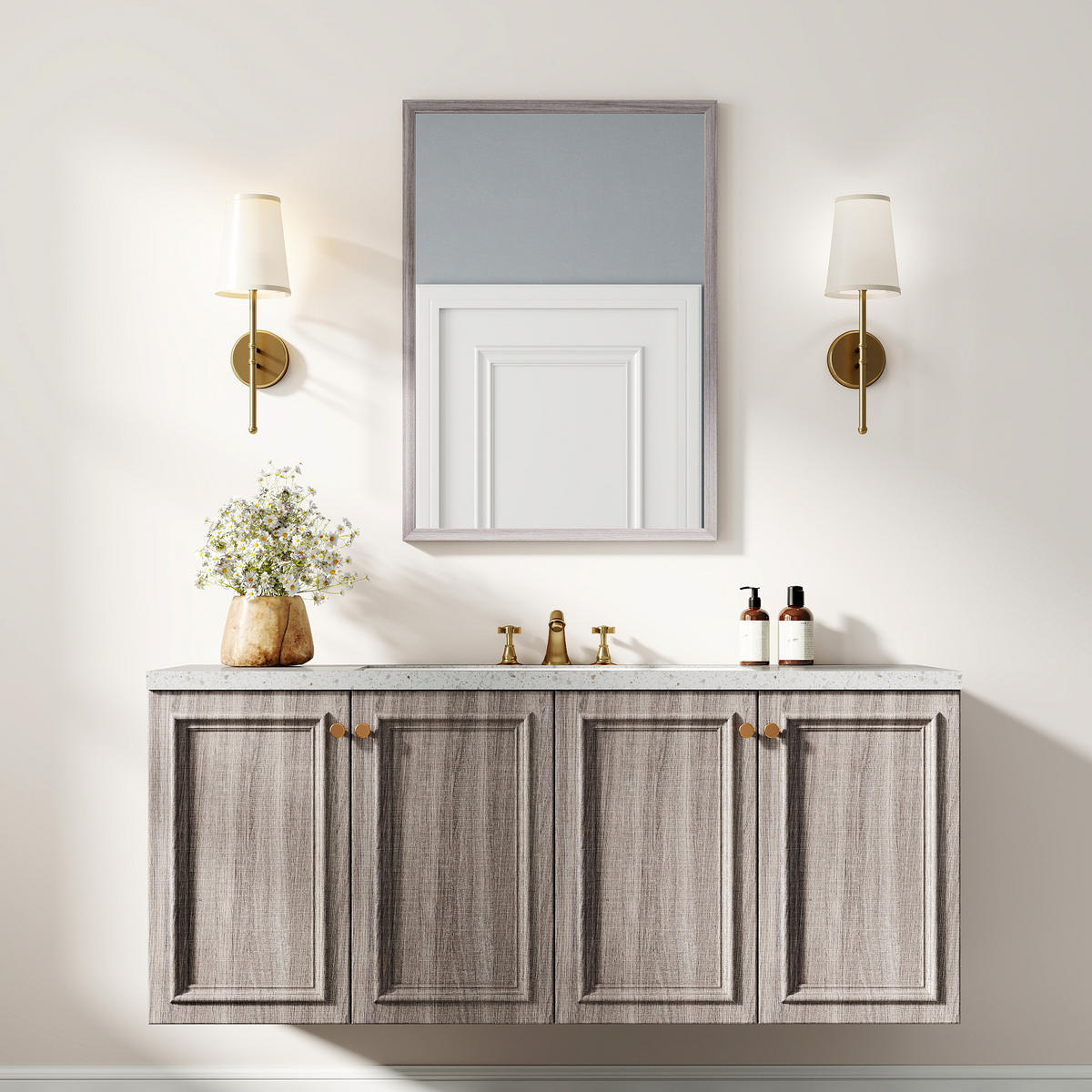 WANDSPIEGEL MDF Glas Grau - Grau, Glas/Holzwerkstoff (2/70/50cm) - HOMCOM