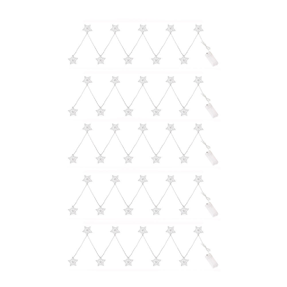 LED Lichterkette Sternen-Design Silber - Silberfarben, Metall (90/5.5/1.5cm) - Globo Lighting