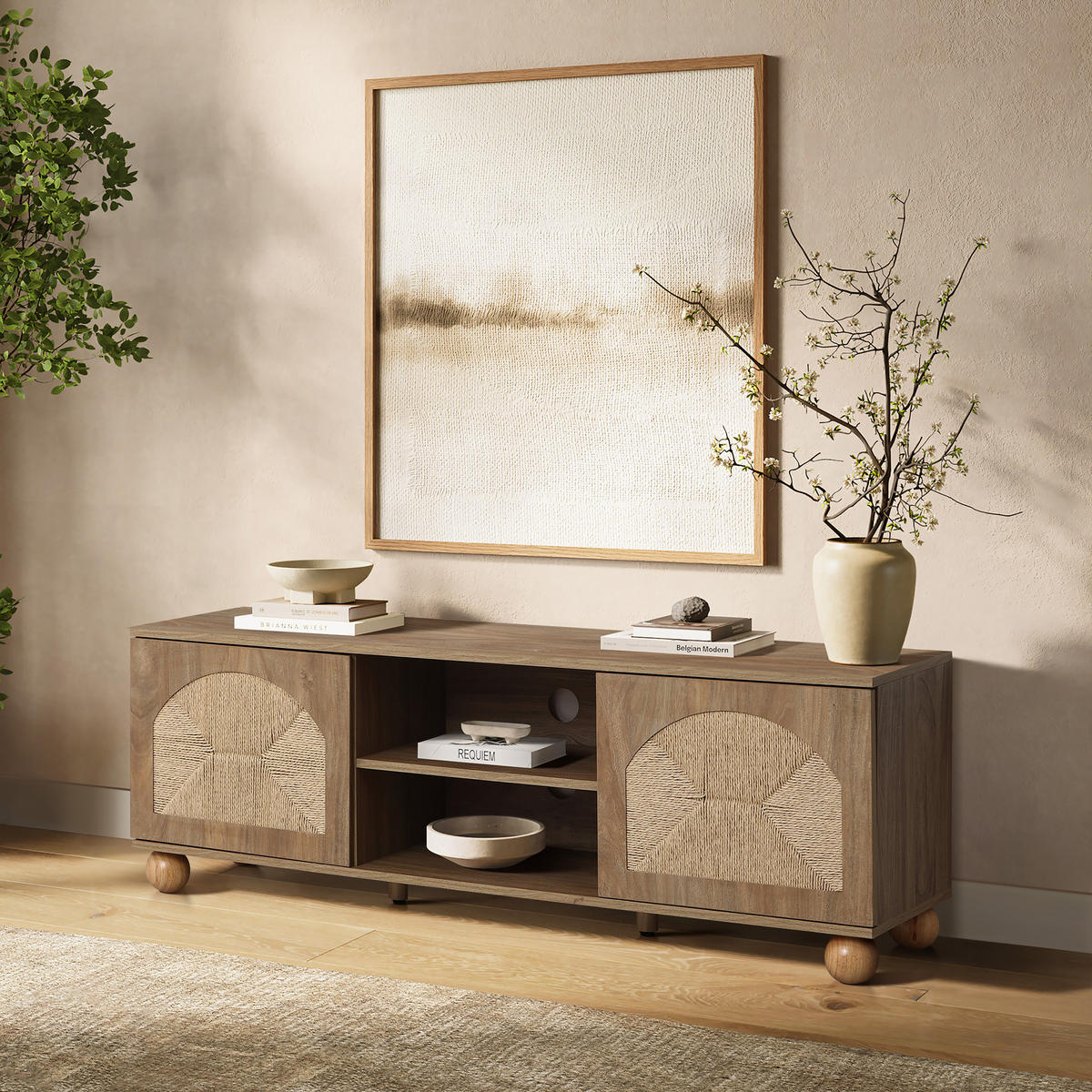 LOWBOARD TV-Schrank Retro, Holz | B140 x T40 x H48 cm - Braun, Holzwerkstoff (140/48/40cm) - Hometopia