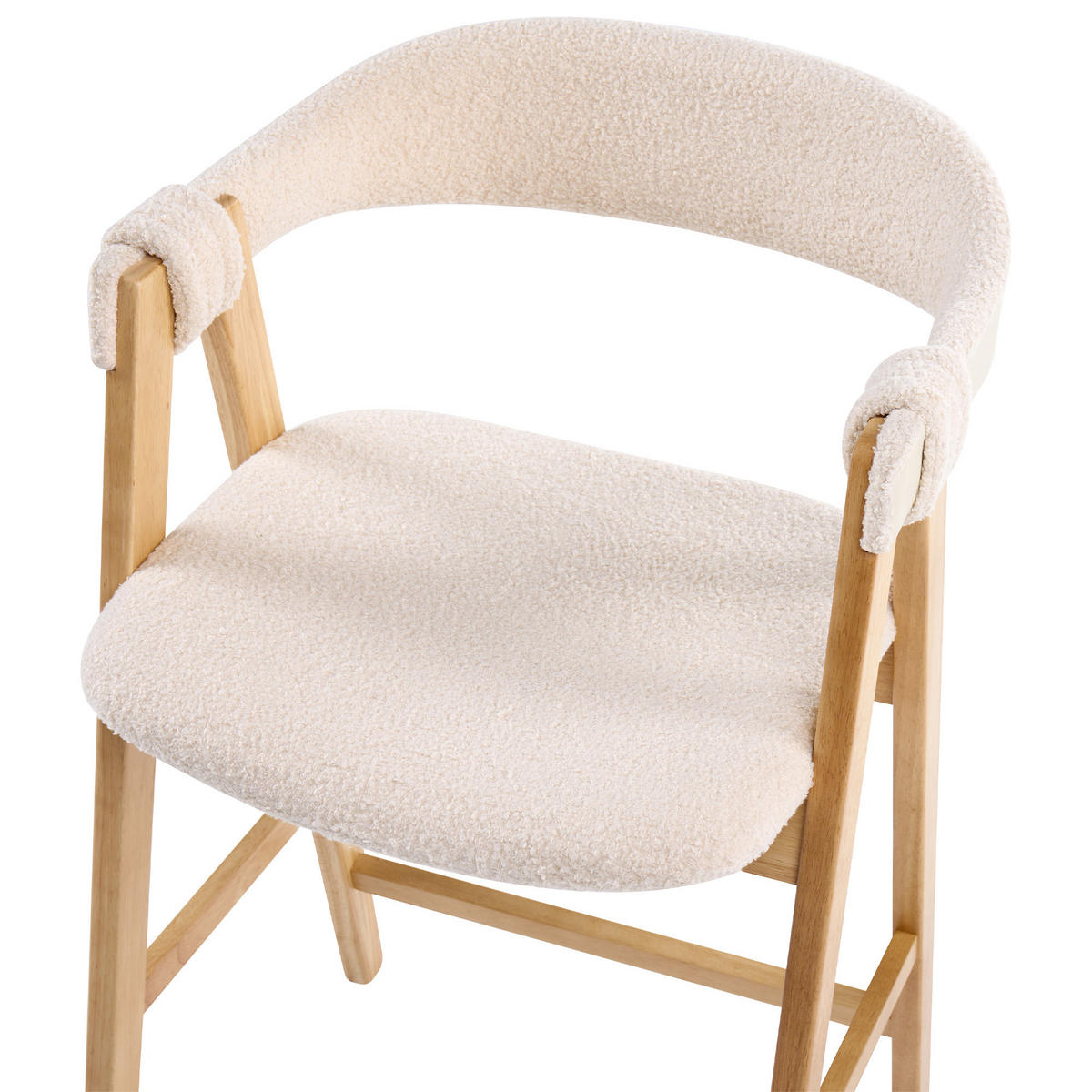 BARSTUHL 2er-Set Bouclé Hellbraun/Hellbeige Day - Beige, Textil (52/88/62cm) - Beliani