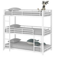 ETAGENBETT 90/200 cm weiß aus Metall Dreifachbett - Weiß, Metall (90/200cm) - OKWISH