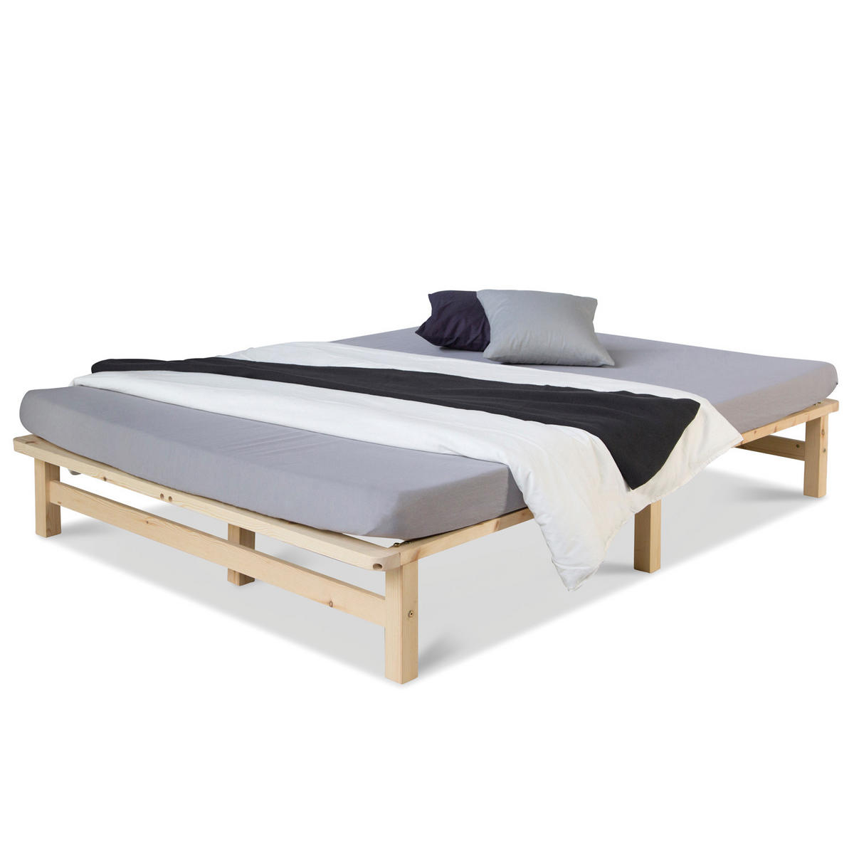 HOLZBETT Palettenbett 140/200 cm natur - Braun, Holz (140/200cm) - Homestyle4u