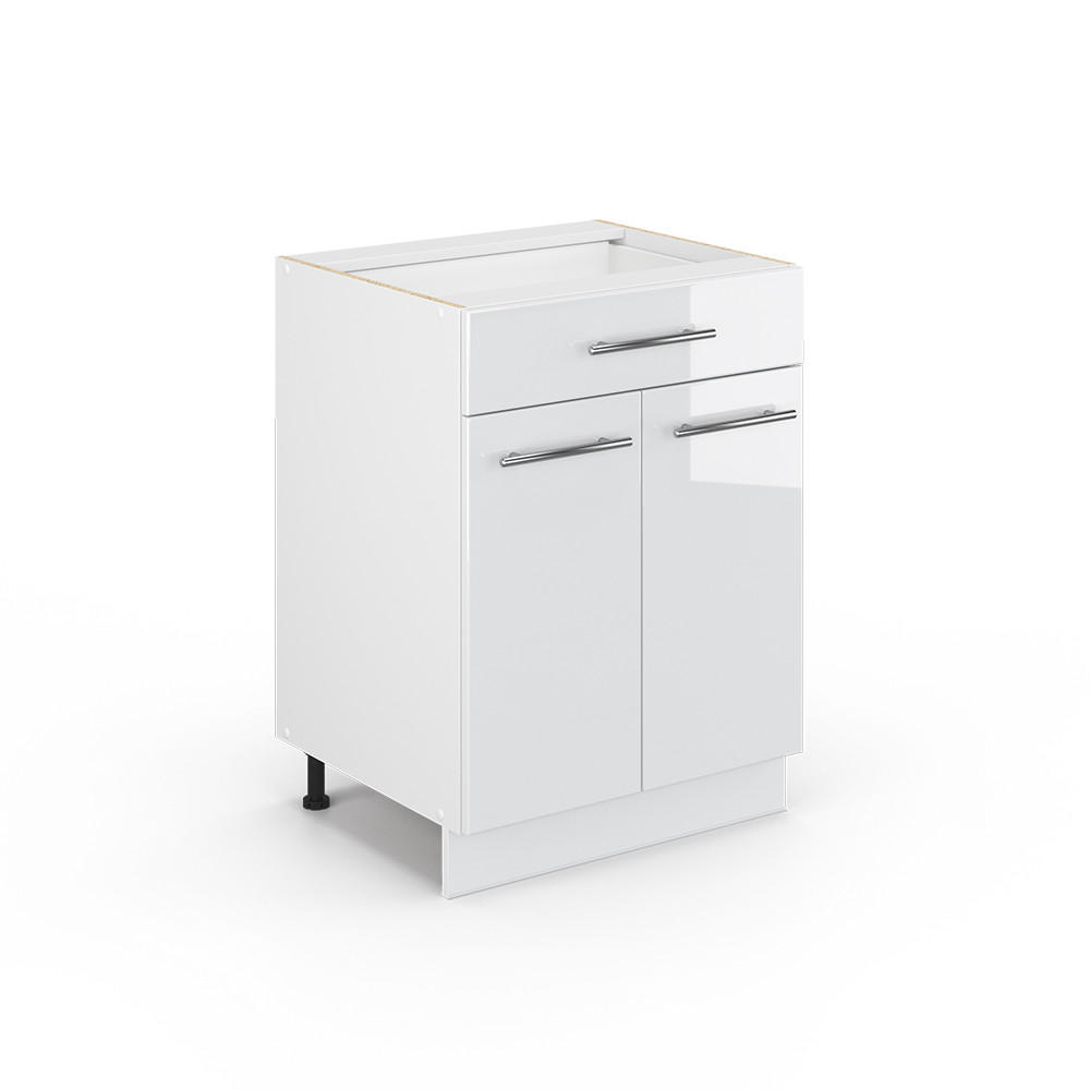 KÜCHENUNTERSCHRANK Fame-Line Weiß Hochglanz 60 cm mit Schublade, ohne AP - Weiß Hochglanz/Weiß, Holzwerkstoff (60/82/51.6cm) - Vicco
