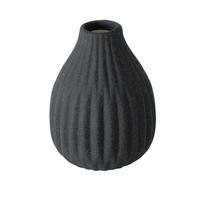 KERAMIKVASE mit Rillen Esko 8,5/8,5/11,5 cm - Schwarz, Keramik (11.5cm) - Boltze Home