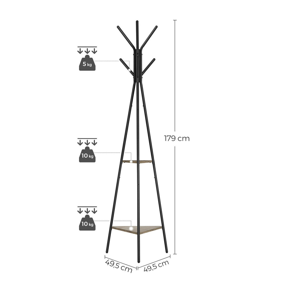 GARDEROBENSTÄNDER - Schwarz, Holzwerkstoff (49.5/179/49.5cm) - Hansiro