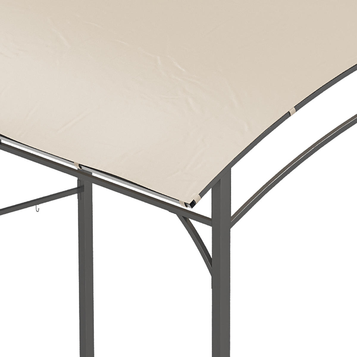 GRILLPAVILLON, Grillüberdachung, Regenschutz, Haken für Utensilien, Stahlrahmen, Beige+Schwarz, 215 x 150 x 182/220 cm - Schwarz, Metall (215/220/150cm)