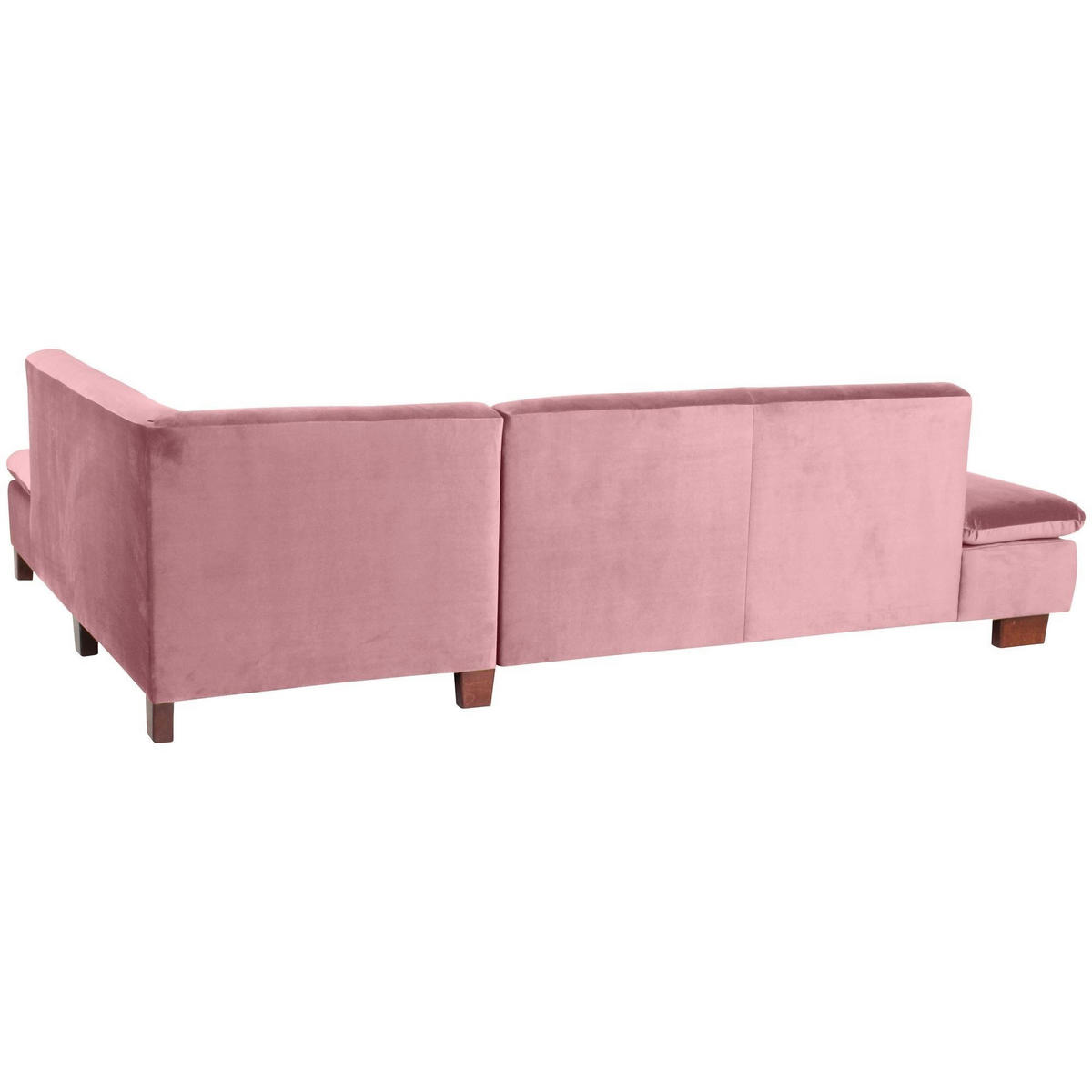 ECKSOFA mit Ottomane rechts Kaye Bezug Samtvelours Buche nussbaum dunkel / rosé - Rosa, Kunststoff (270/190cm) - 58aufmkessel