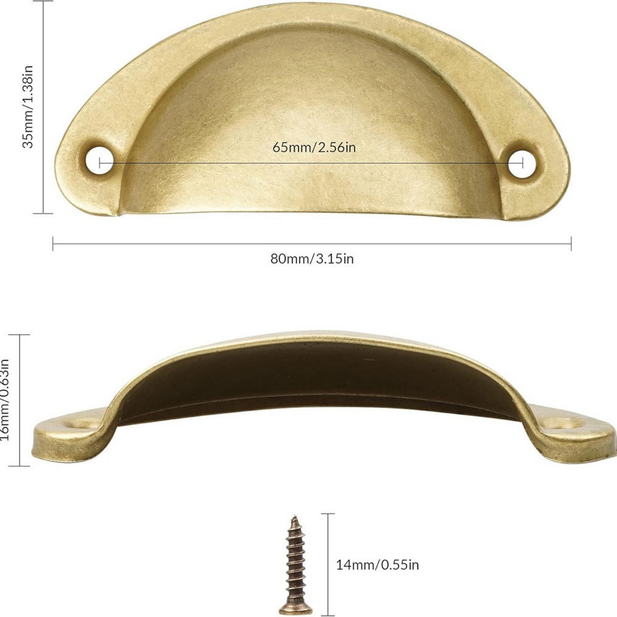 MÖBELGRIFF Gold 20er-Set - Goldfarben, Metall (3.5/1.7/6.5cm)