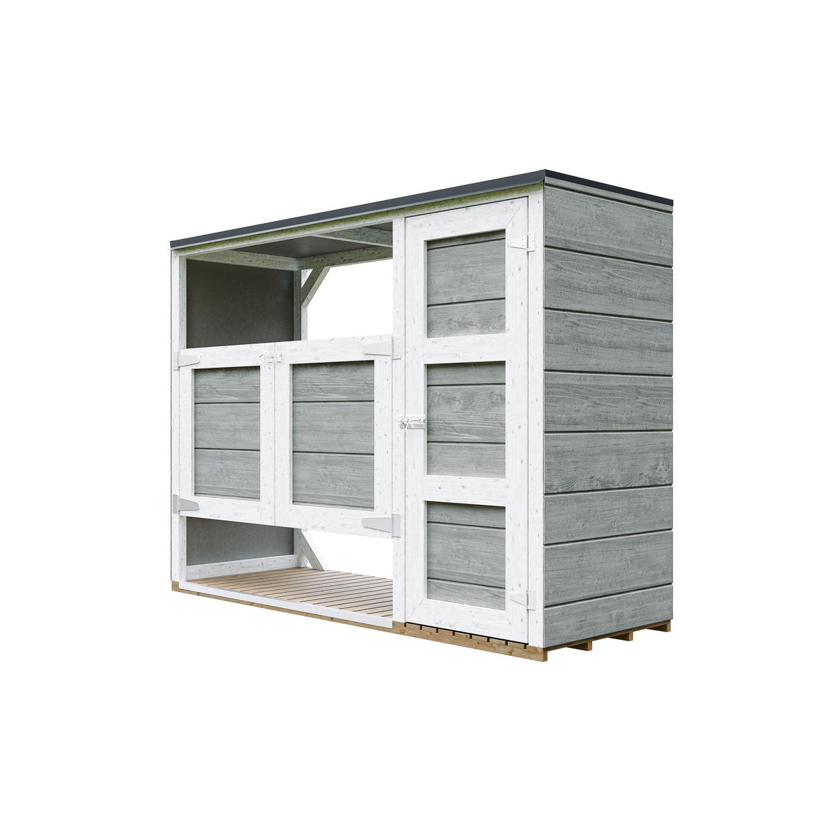 MÜLLTONNENBOX 2er 240L, M981A-TUNDRA GREY, aus wetterfestem LP Smartside Holz - Grau, Holz (217/159/75cm) - Timbela