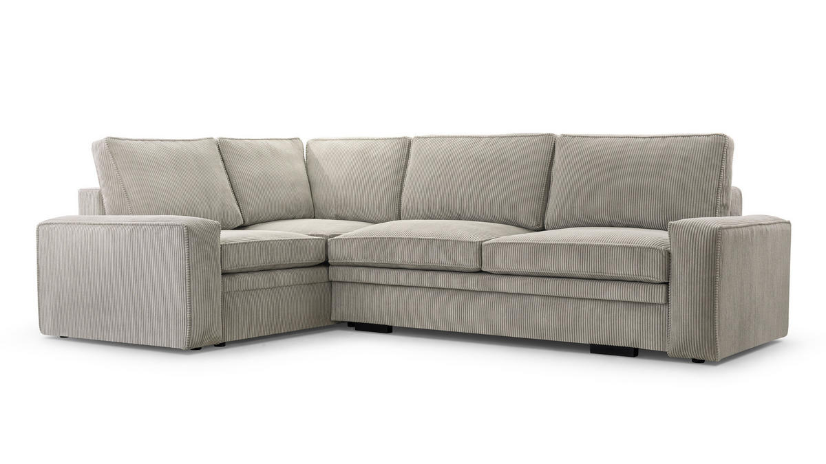 ECKSOFA L Form Treville Hellgrau 296/196/94 cm – Links, mit Bettkasten und Schlaffunktion - Hellgrau/Schwarz, Kunststoff/Textil (196/296cm) - AX Living