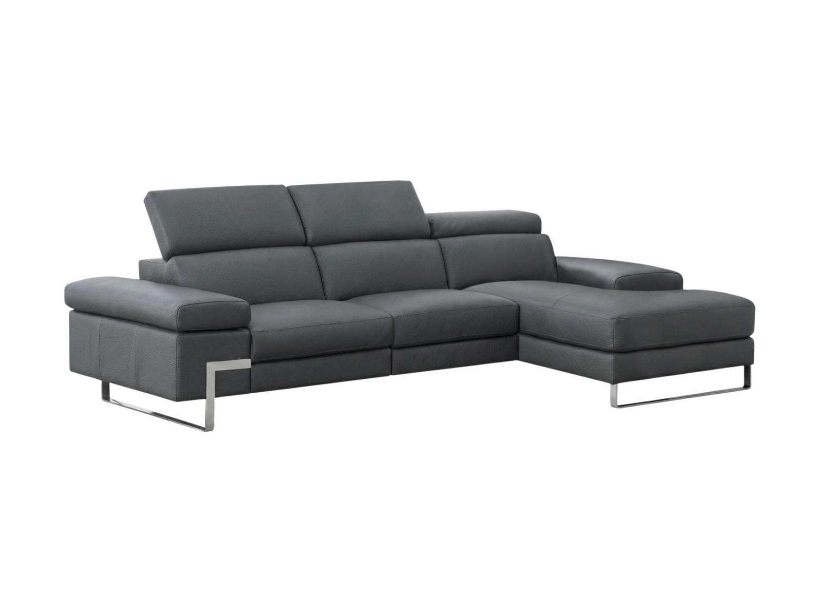 ECKSOFA Lete Echtleder Anthrazit - Anthrazit, Leder/Metall (160/232cm)