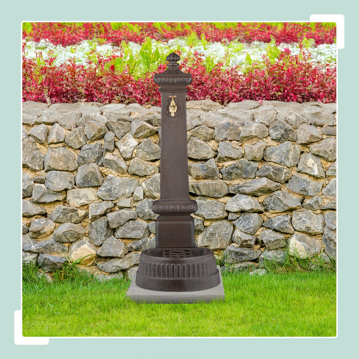 STANDBRUNNEN - Braun, Metall (38/44.5/100cm) - Relaxdays