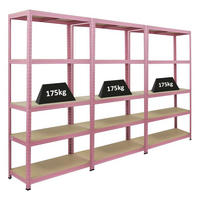 SCHWERLASTREGAL Pink Lady 3er-Set mit 3x 180x90x40cm Fachlast 175 kg 5 Ebenen Pink - Pink, Metall (270/180/40cm) - PROREGAL