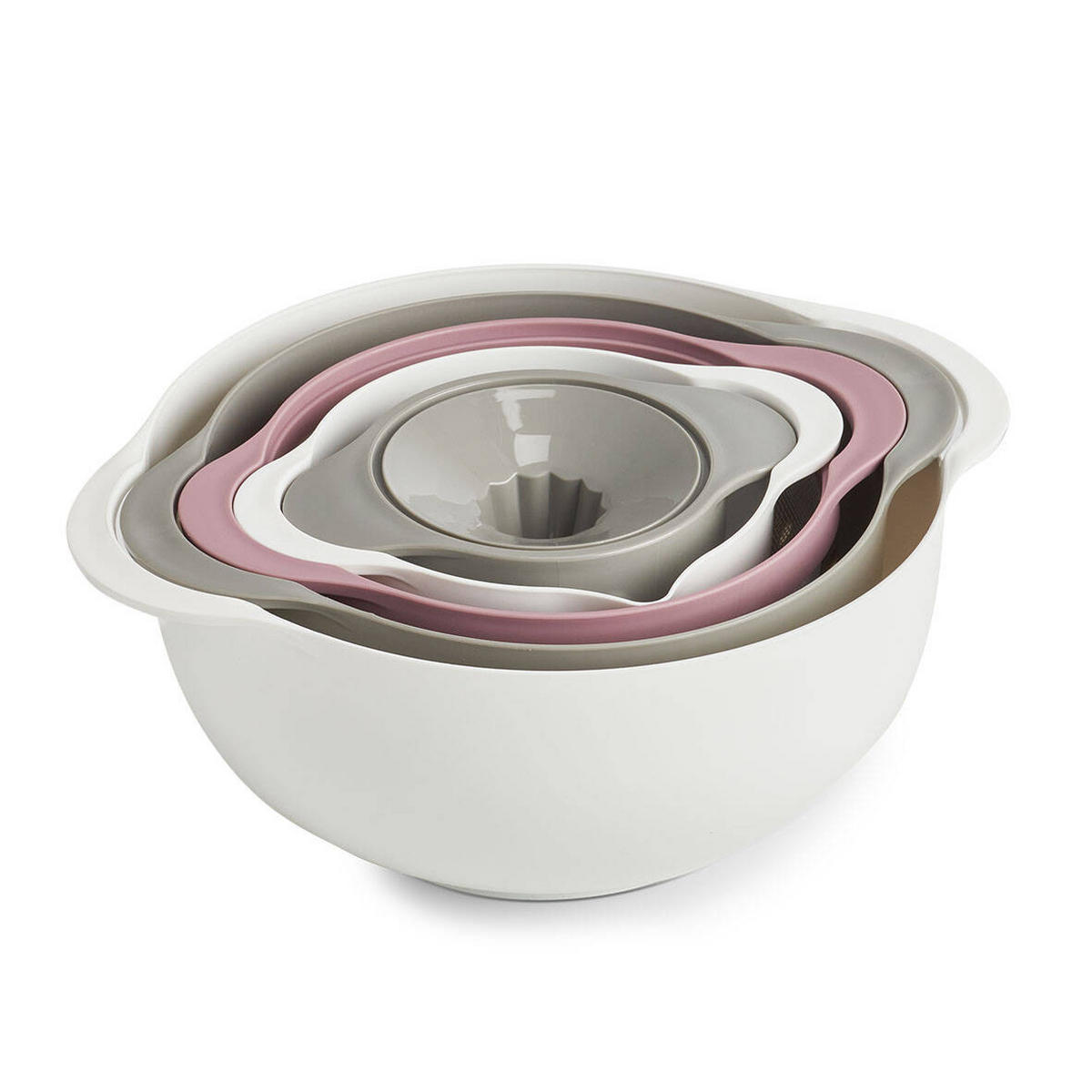 SCHÜSSELN UND SIEBE 5er-Set - Weiß, Kunststoff (26cm)