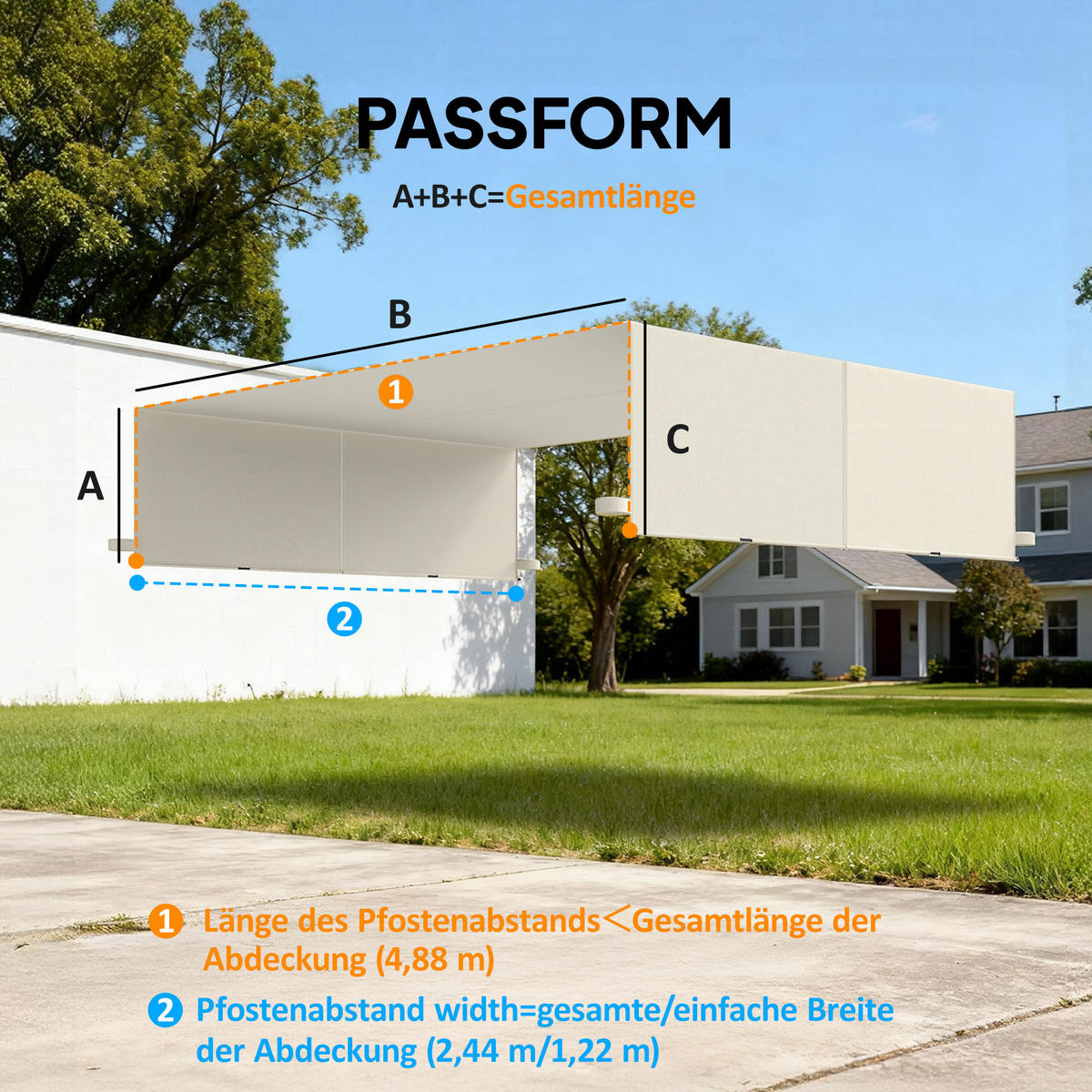 ERSATZDACH aus Polyester Cremeweiß 3/3 m - Creme, Textil (122/1/488cm) - Outsunny