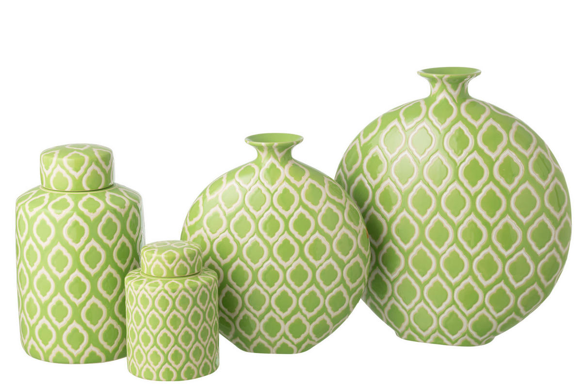 VASE KARIERT Grün - Grün, Keramik (43cm) - J-Line