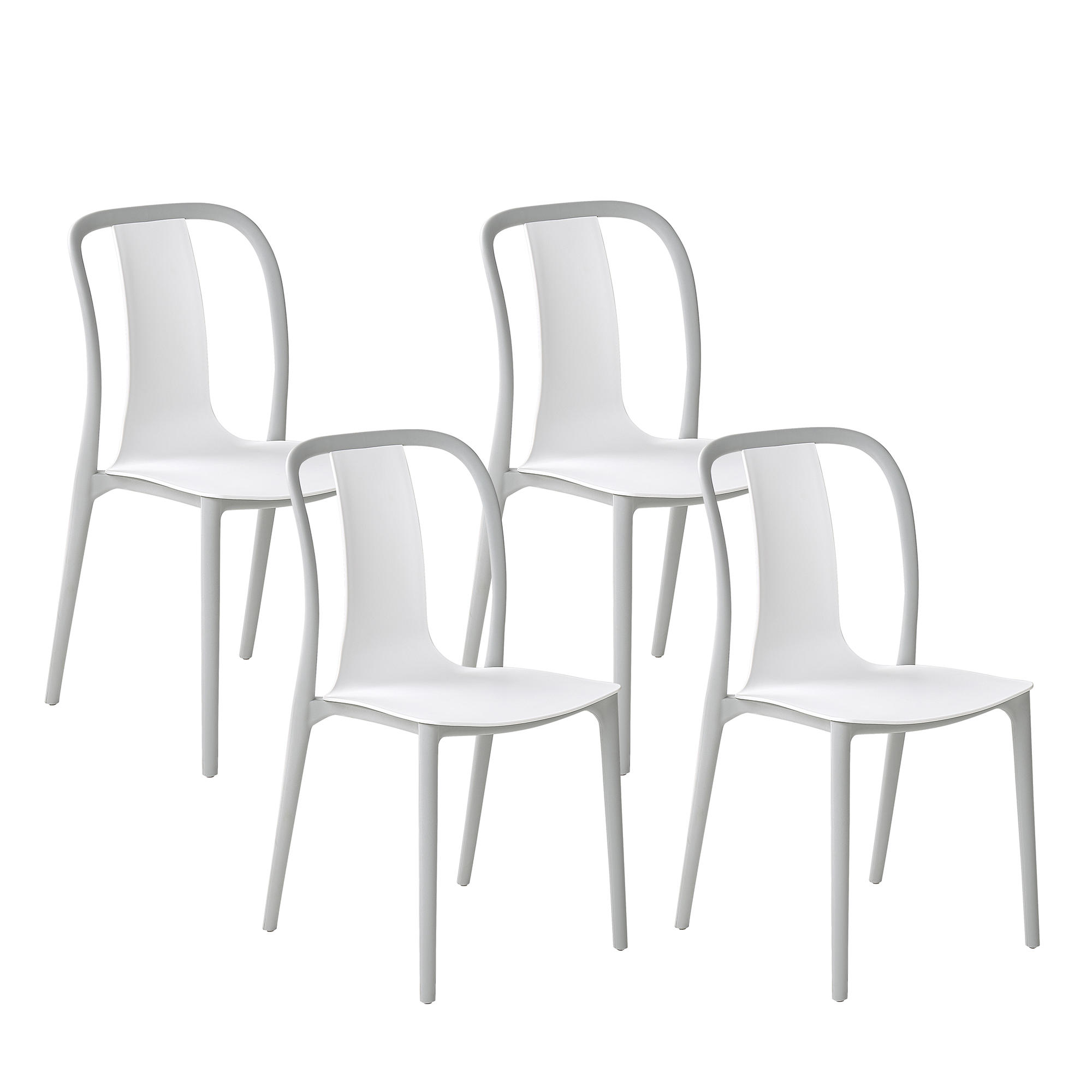 GARTENSTUHL 4er-Set Kunststoff weiß/grau Spezia - Weiß/Grau, Kunststoff (42/89/49cm) - Beliani