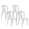 GARTENSTUHL 4er-Set Kunststoff weiß/grau Spezia - Weiß/Grau, Kunststoff (42/89/49cm) - Beliani