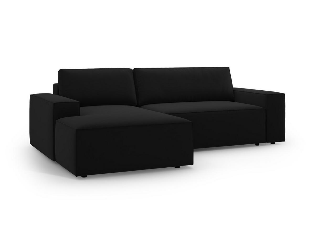 ECKSOFA ausklappbar links mit Container Jodie aus Samt schwarz 3 Sitzplätze - Schwarz, Textil (246/151cm) - Micadoni