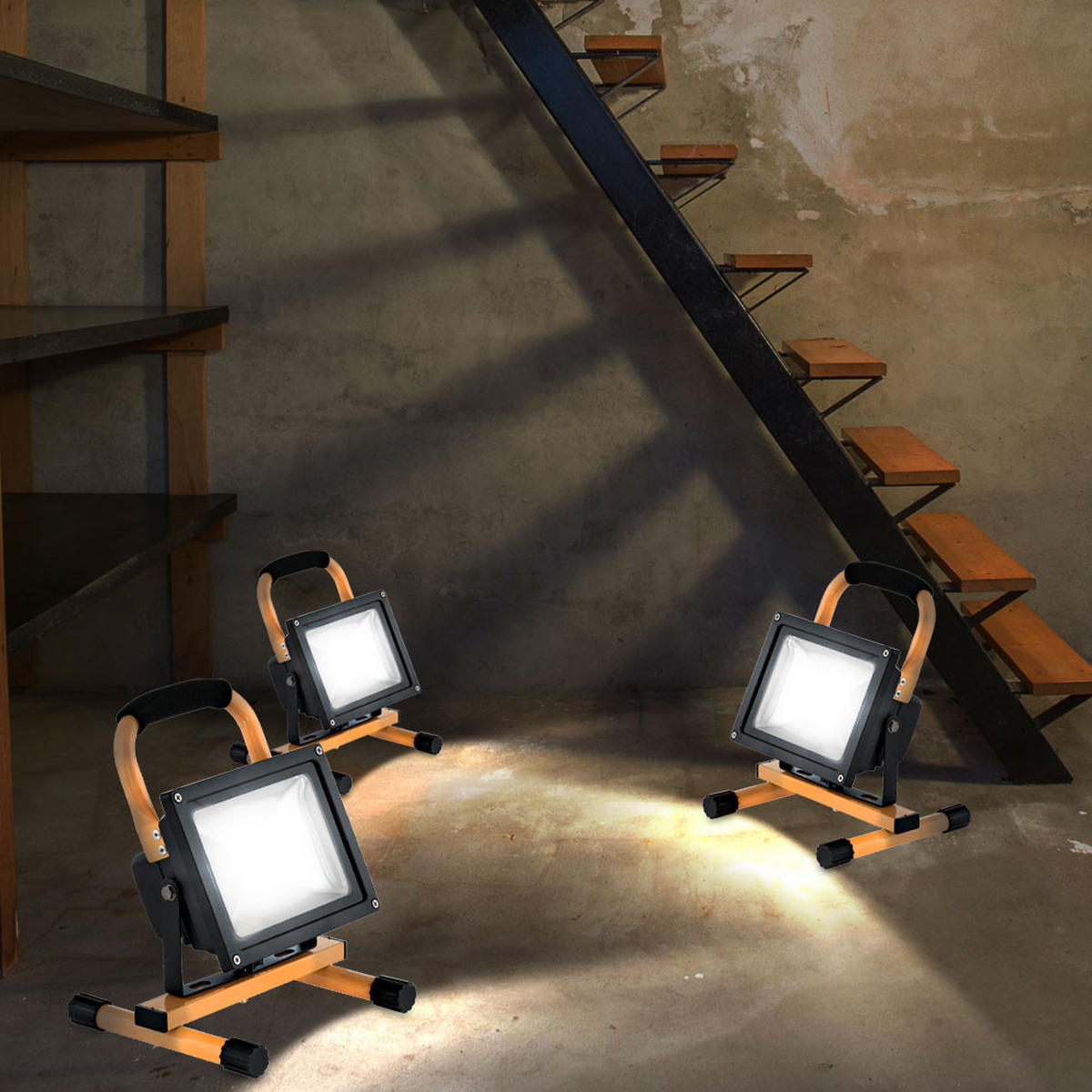LED BAUSTRAHLER Schwarz Gelb schwenkbar 2er Set - Schwarz, Glas (22.5/10/28cm)
