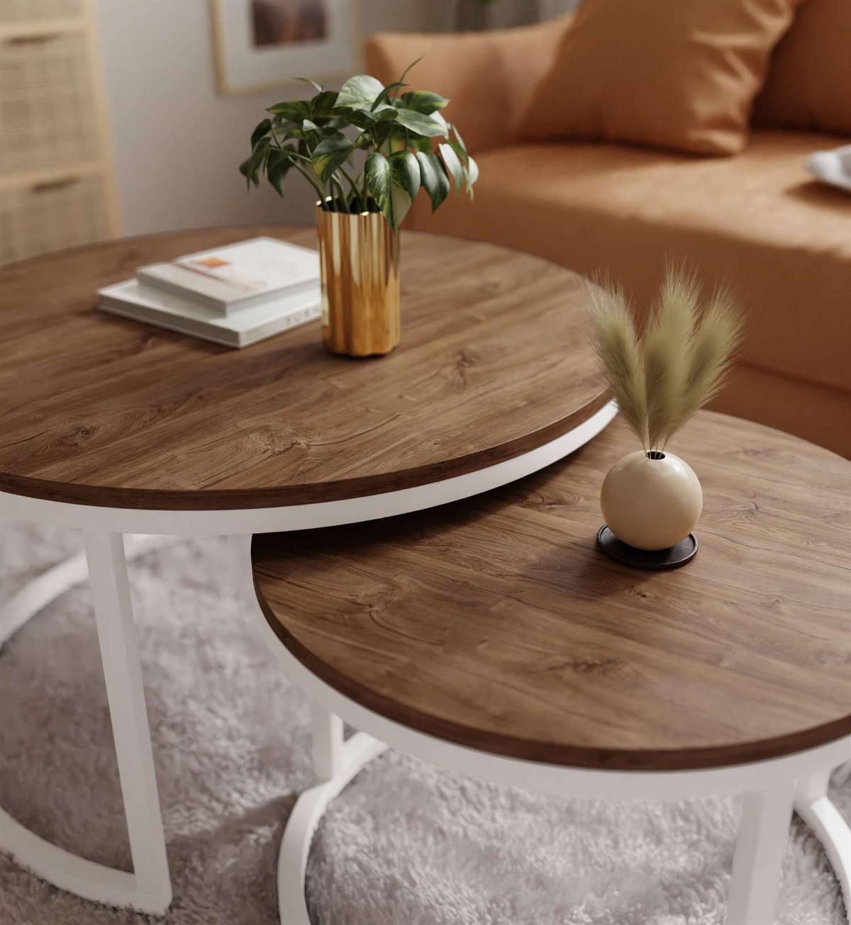 COUCHTISCH CIRI 2-in-1 Eichenholz Sterling - Weiß, Holzwerkstoff (80/80/48cm) - Lookway