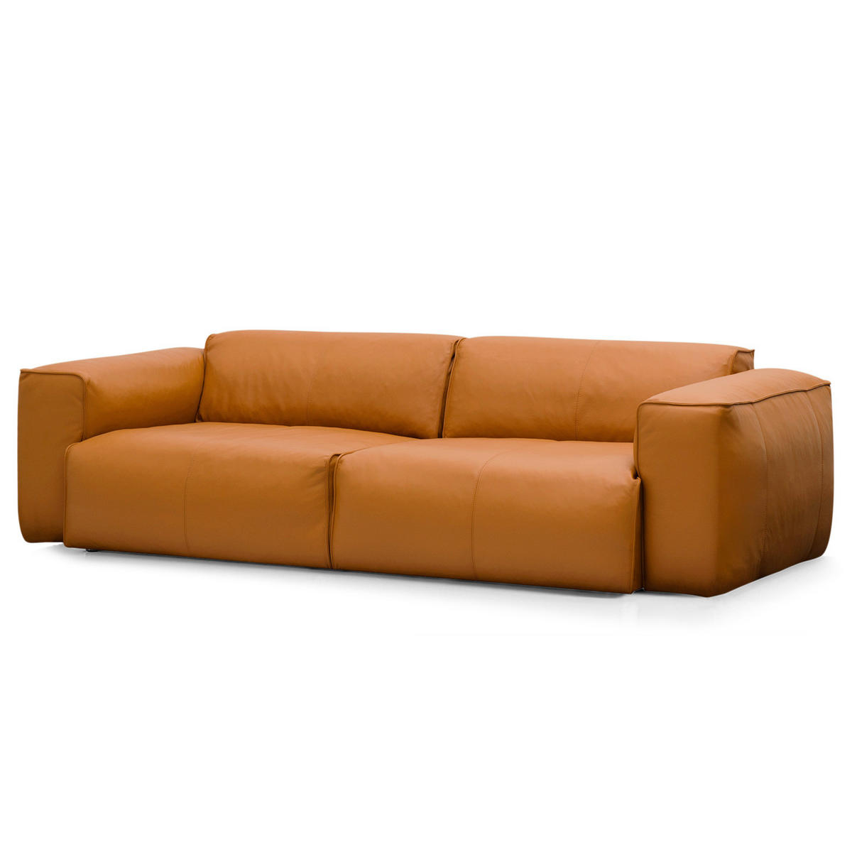 3-SITZER SOFA - Cognac/Schwarz, Leder (251/71/102cm) - home24