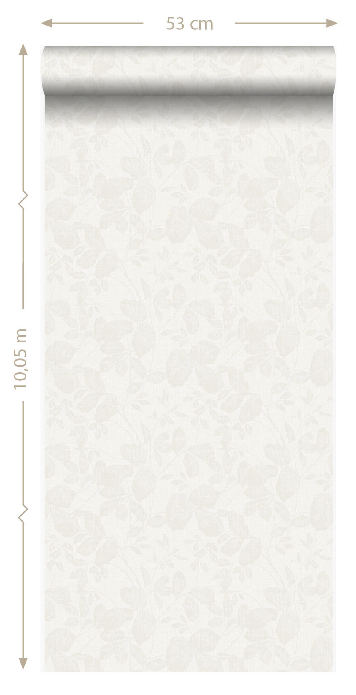 TAPETE Blätter 53 cm x 10.05 m - Weiß, Papier (53/1000cm) - Origin Wallcoverings