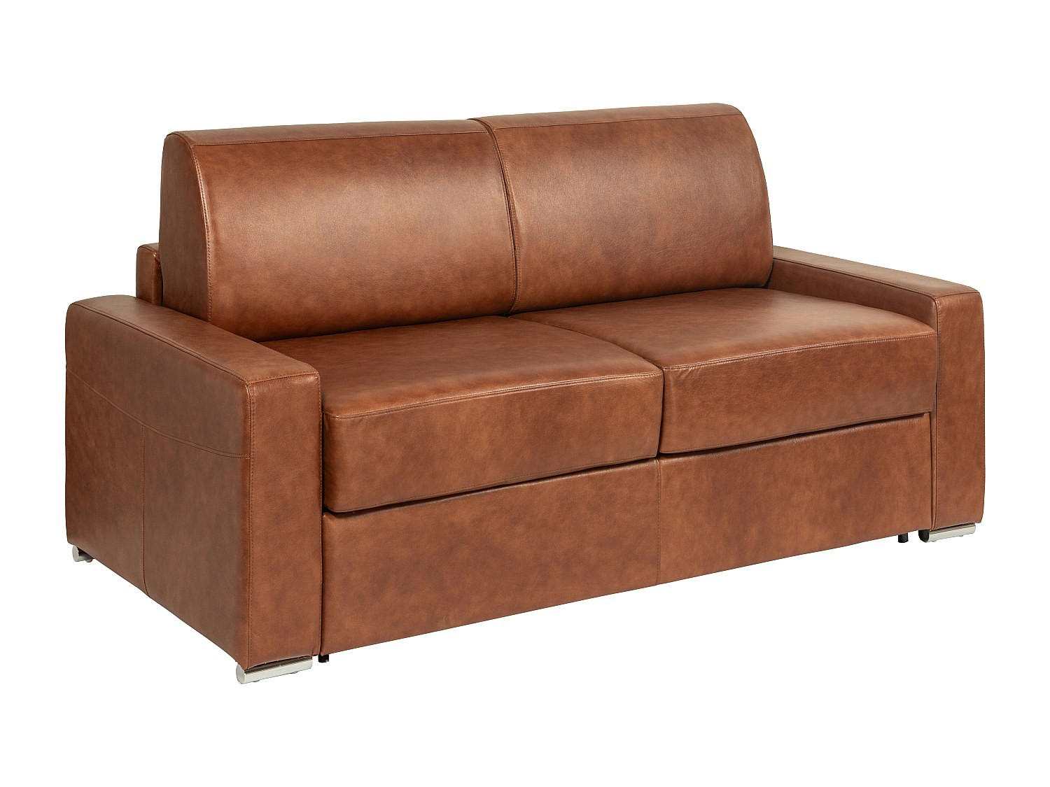 SCHLAFSOFA mit Matratze 3-Sitzer - Liegefläche 140 cm - Matratze 22 cm mit Memory-Schaum - Büffelleder - Vintage Caramel - CALITO - Braun, Leder (194/99/223cm) - Vente-Unique
